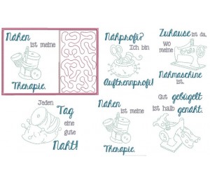 Stickserie ITH Sewing Quotes Mug Rugs